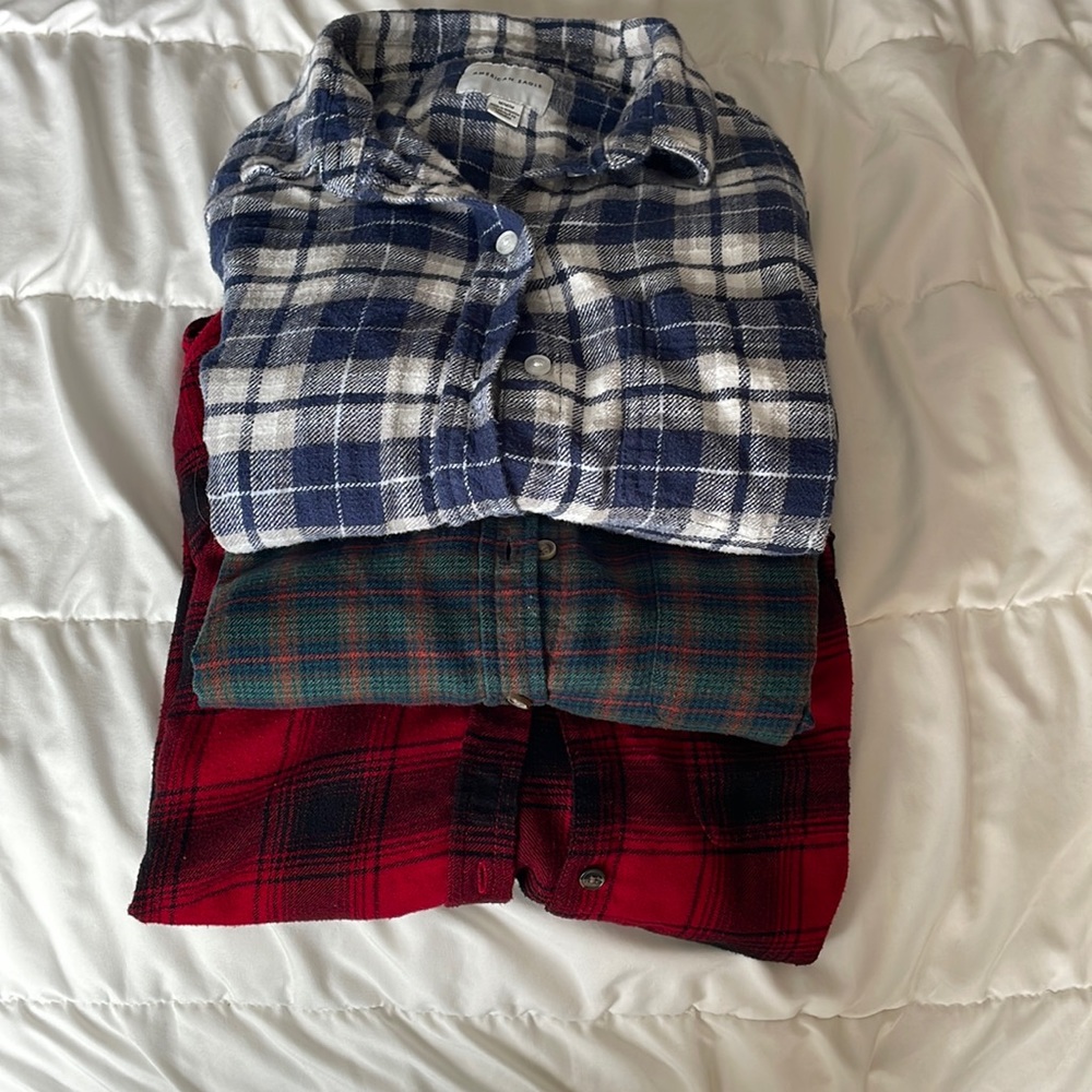 Bundle of 3 American Eagle flannels